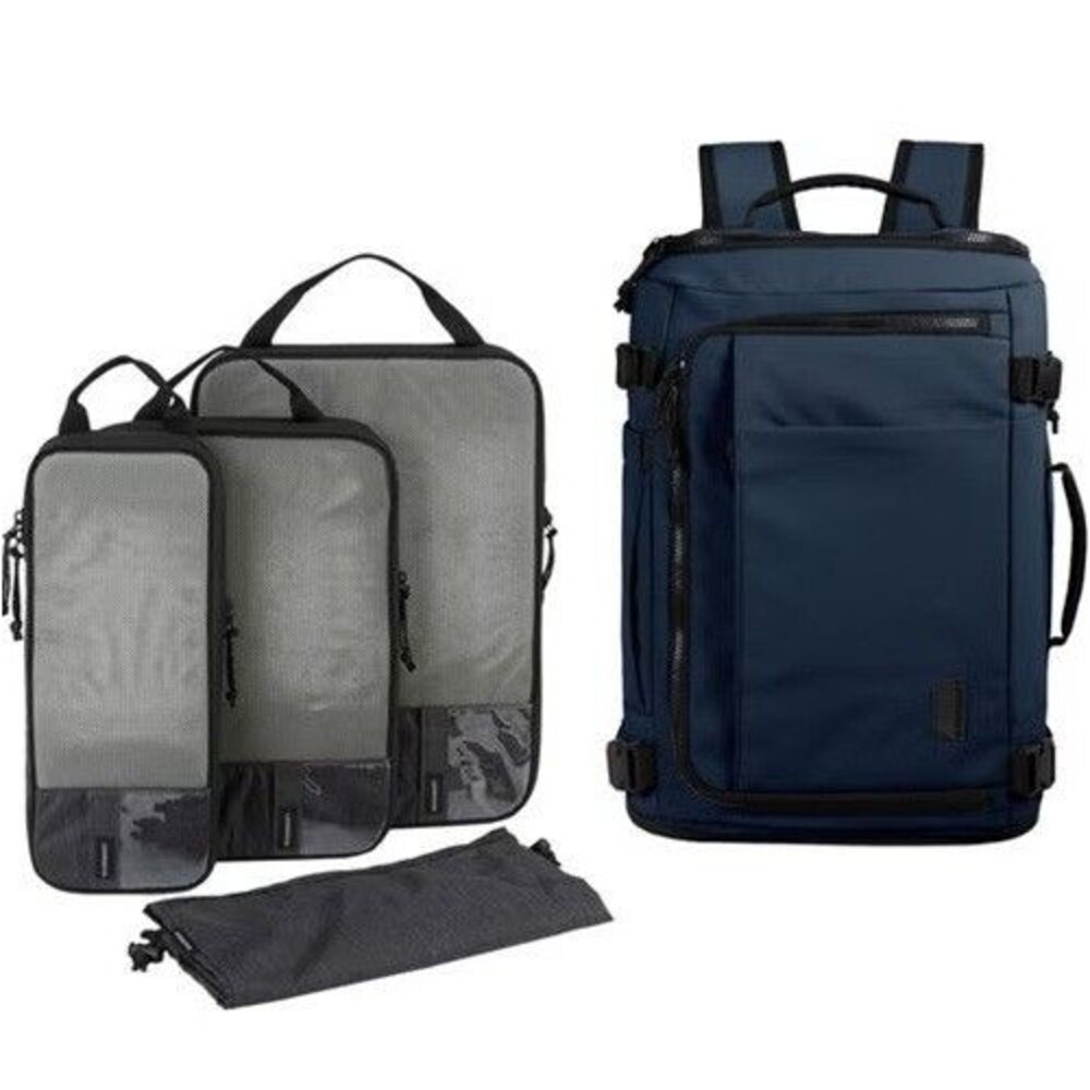 Bagsmart Navy 38L Blast Backpack with 4-piece Compression Packing Cubes NWT